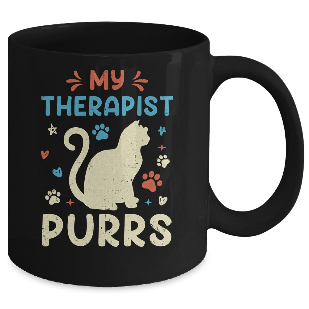 My Therapist Purrs Funny Cat For Mom Dad Ne Womens Cat Lover Mug | siriusteestore