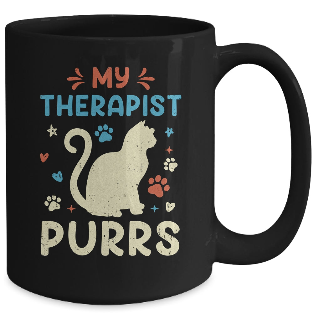 My Therapist Purrs Funny Cat For Mom Dad Ne Womens Cat Lover Mug | siriusteestore