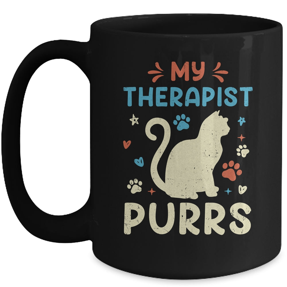 My Therapist Purrs Funny Cat For Mom Dad Ne Womens Cat Lover Mug | siriusteestore