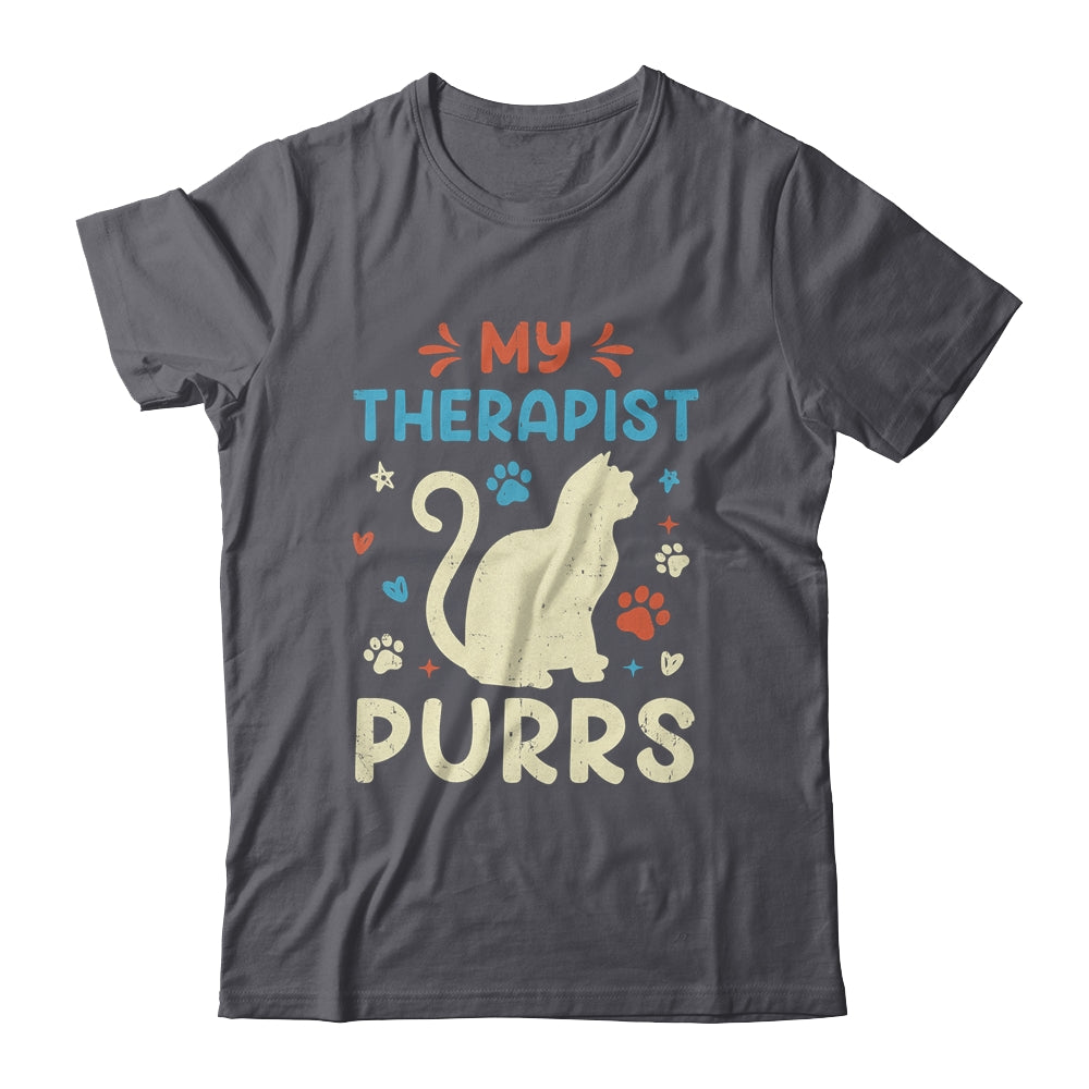 My Therapist Purrs Funny Cat For Mom Dad Ne Womens Cat Lover Shirt & Tank Top | siriusteestore