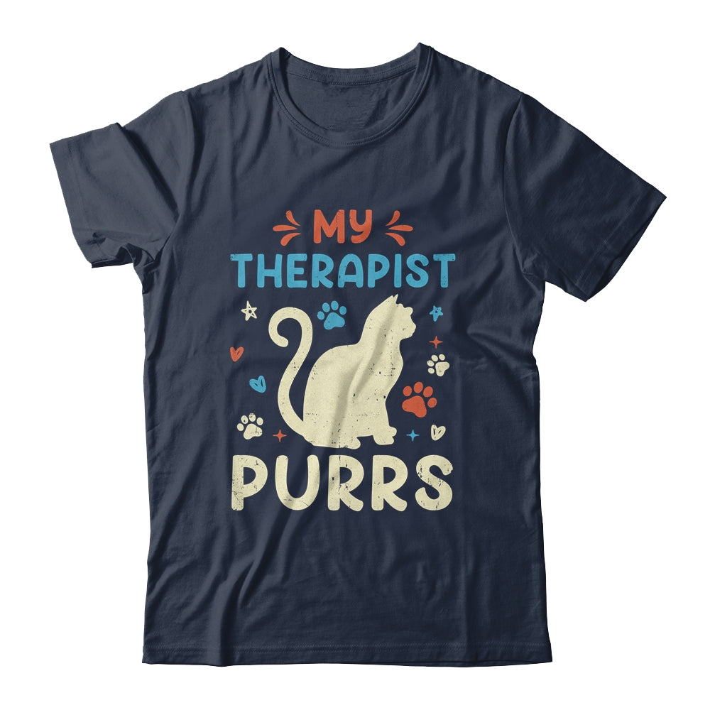 My Therapist Purrs Funny Cat For Mom Dad Ne Womens Cat Lover Shirt & Tank Top | siriusteestore