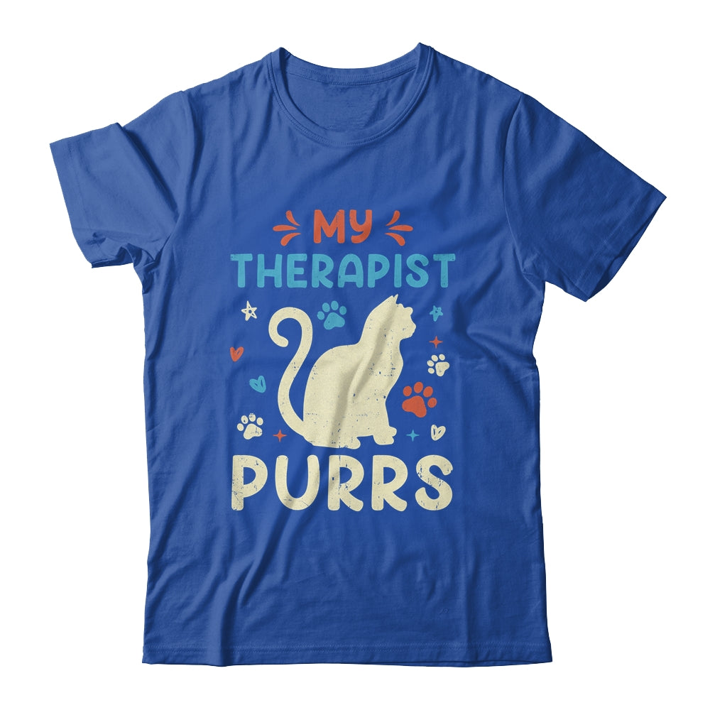 My Therapist Purrs Funny Cat For Mom Dad Ne Womens Cat Lover Shirt & Tank Top | siriusteestore