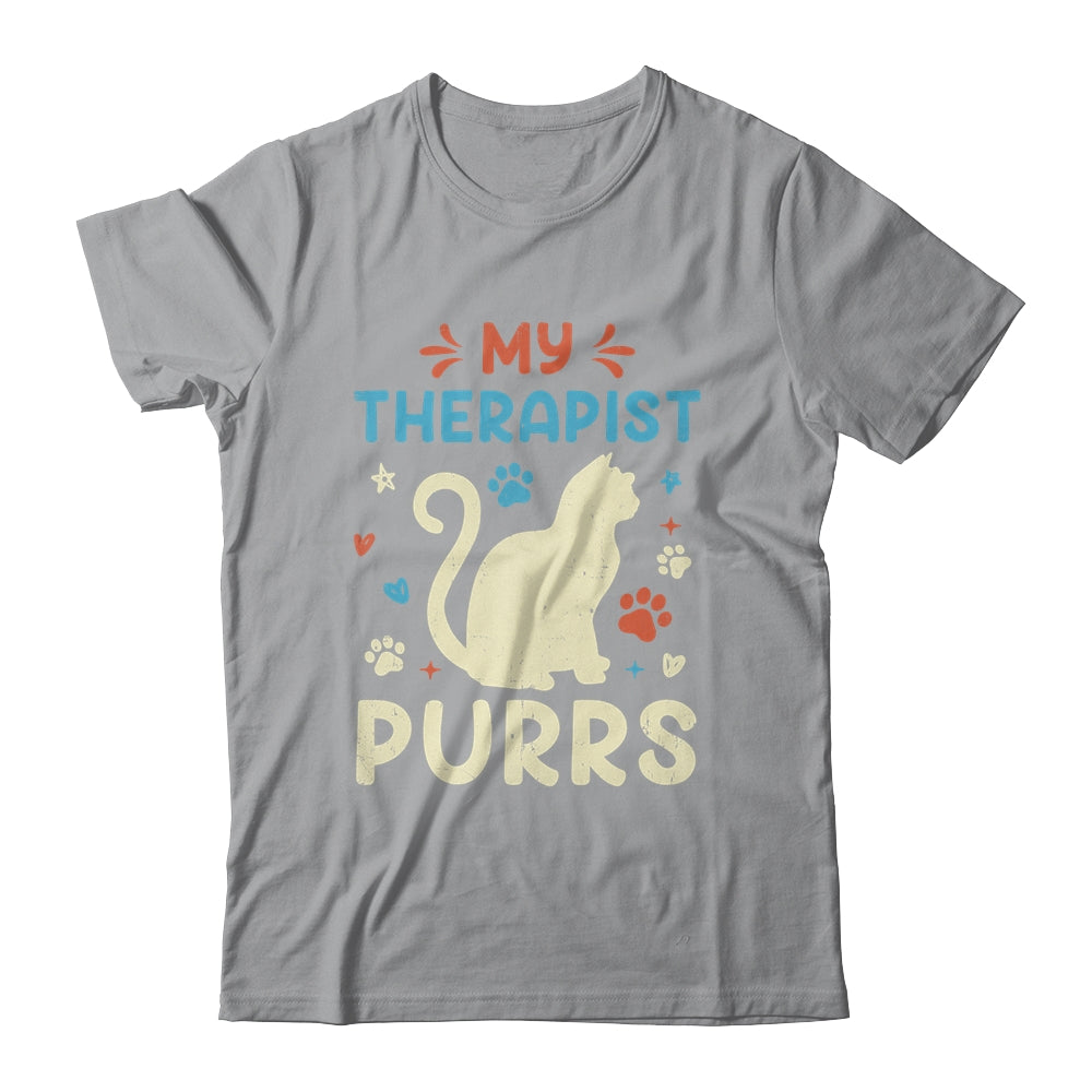 My Therapist Purrs Funny Cat For Mom Dad Ne Womens Cat Lover Shirt & Tank Top | siriusteestore