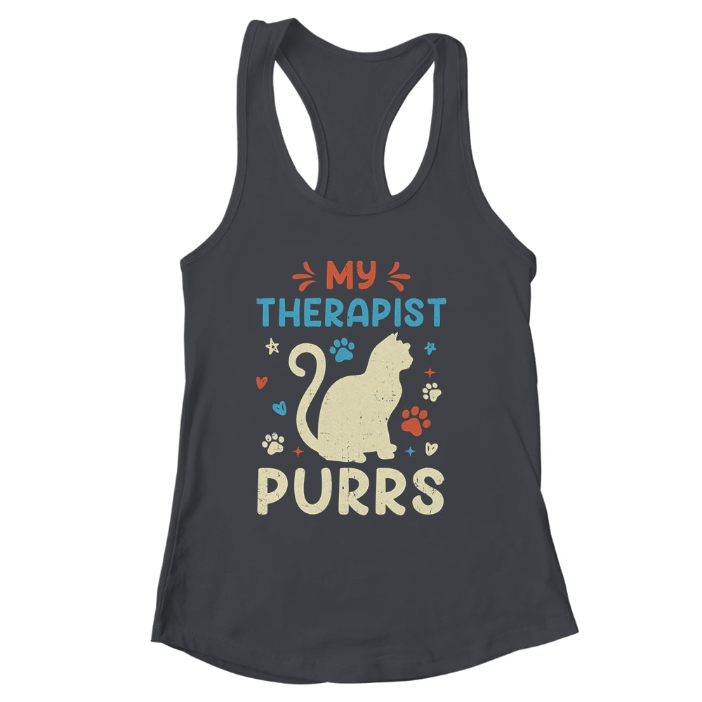 My Therapist Purrs Funny Cat For Mom Dad Ne Womens Cat Lover Shirt & Tank Top | siriusteestore
