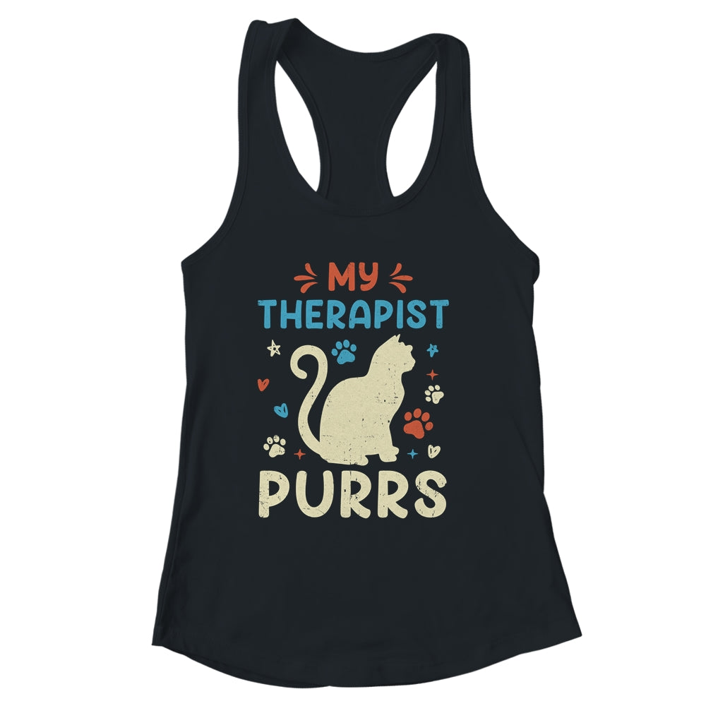 My Therapist Purrs Funny Cat For Mom Dad Ne Womens Cat Lover Shirt & Tank Top | siriusteestore