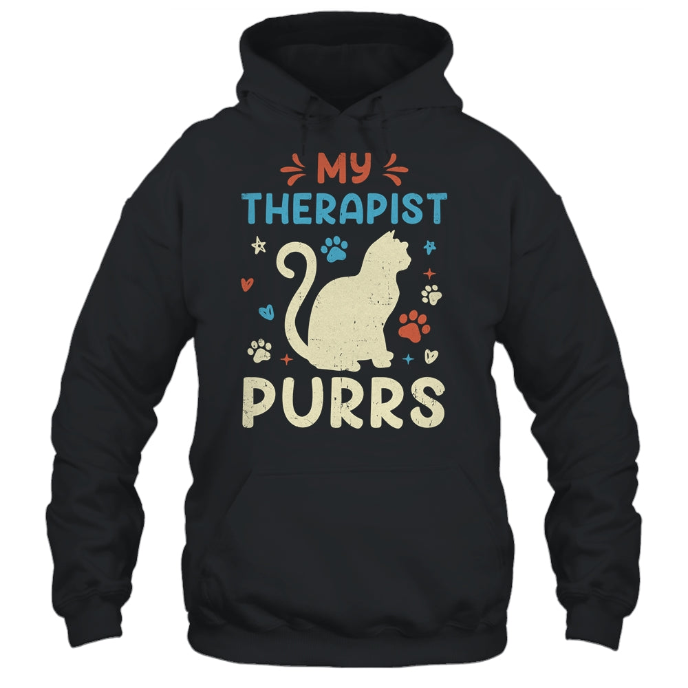My Therapist Purrs Funny Cat For Mom Dad Ne Womens Cat Lover Shirt & Tank Top | siriusteestore