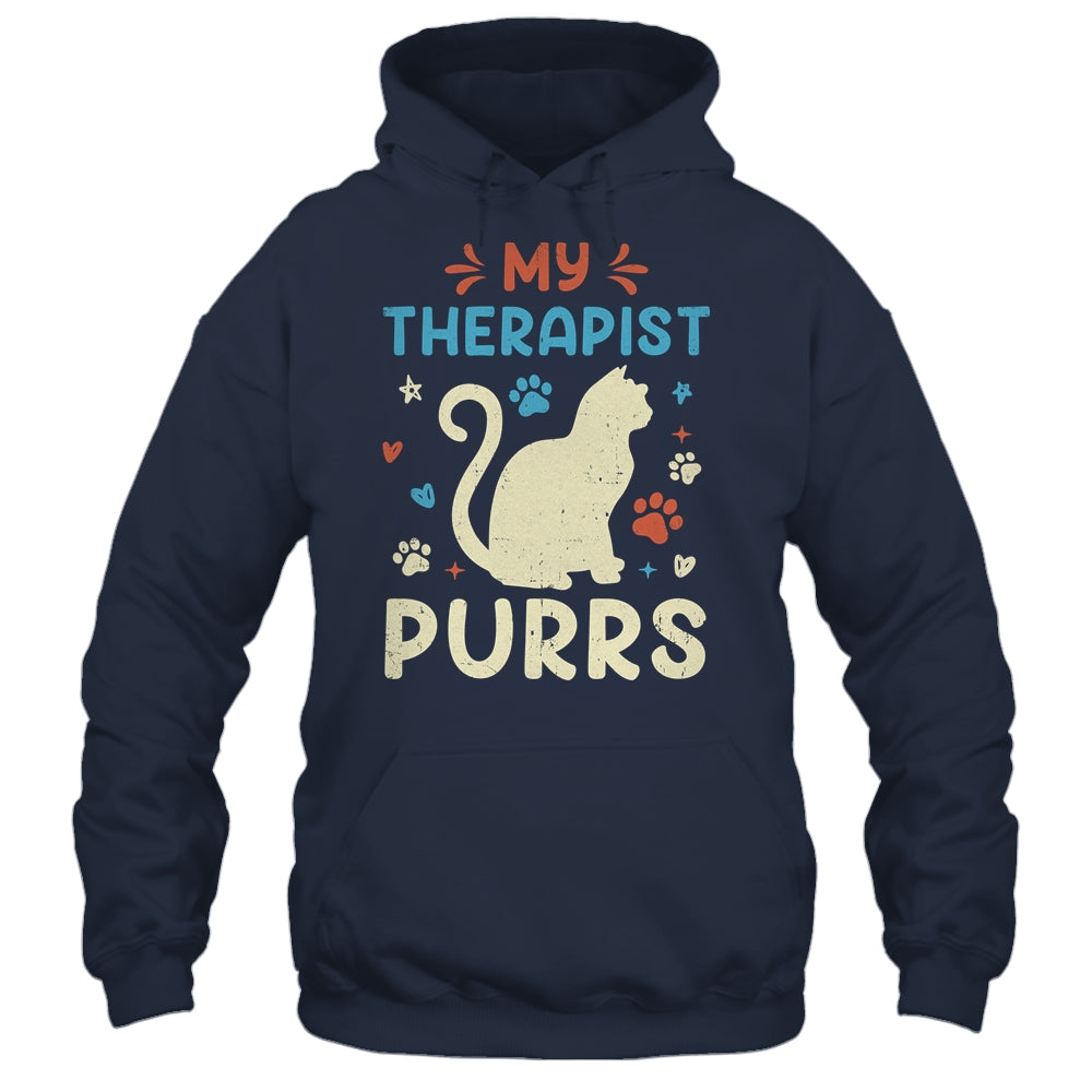 My Therapist Purrs Funny Cat For Mom Dad Ne Womens Cat Lover Shirt & Tank Top | siriusteestore