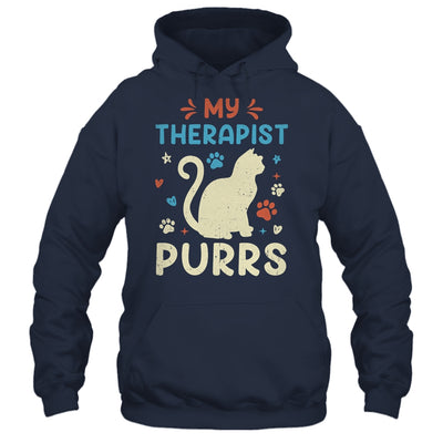 My Therapist Purrs Funny Cat For Mom Dad Ne Womens Cat Lover Shirt & Tank Top | siriusteestore