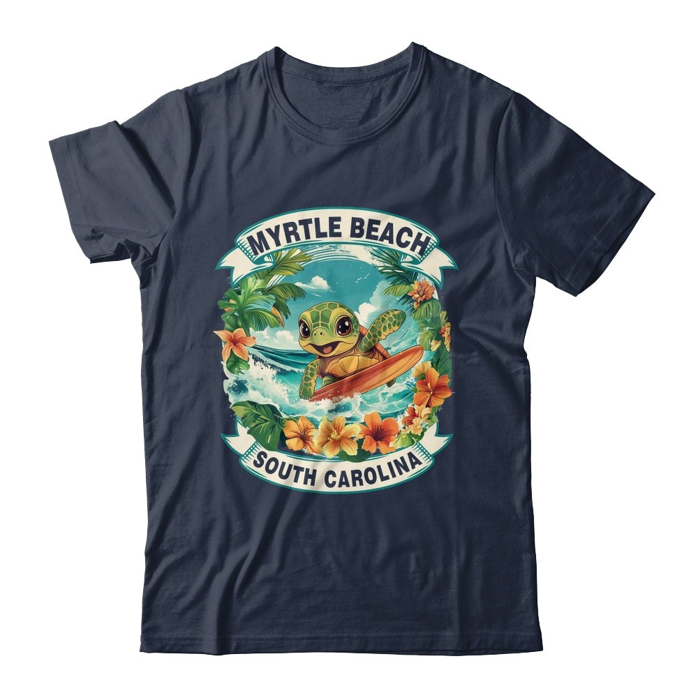 Myrtle Beach South Carolina Cute Sea Turtle Surfing Summer Vacation Shirt & Tank Top | siriusteestore