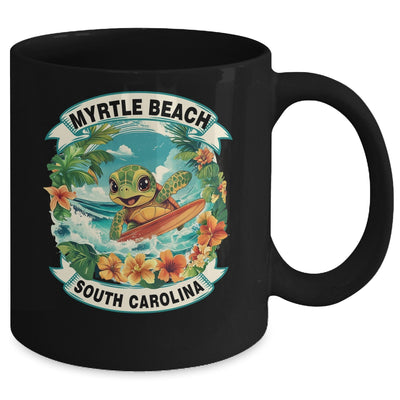 Myrtle Beach South Carolina Cute Sea Turtle Surfing Summer Vacation Mug | siriusteestore
