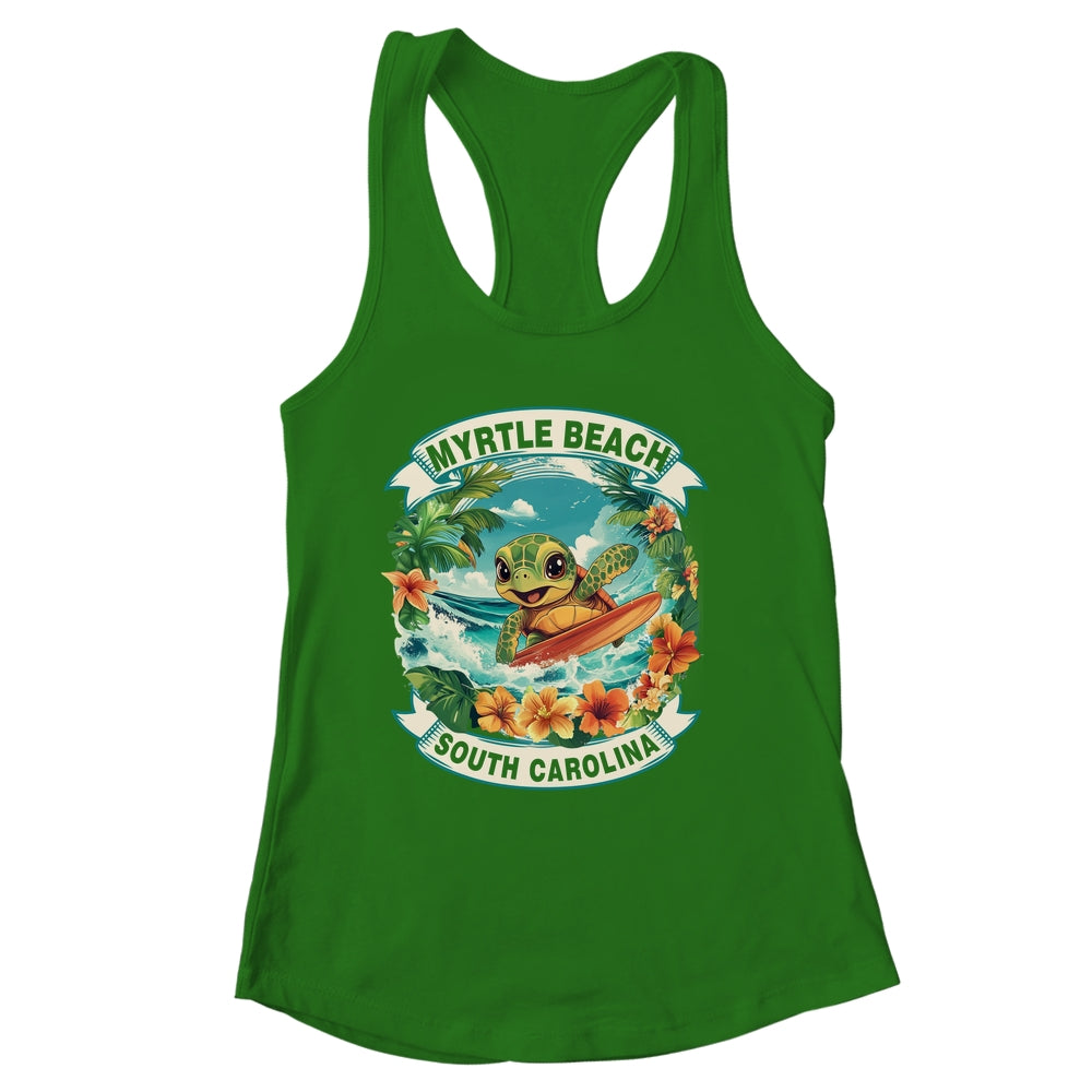 Myrtle Beach South Carolina Cute Sea Turtle Surfing Summer Vacation Shirt & Tank Top | siriusteestore