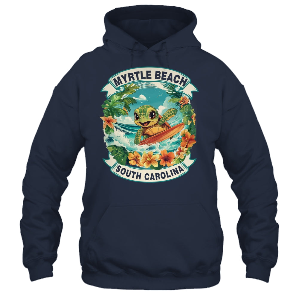 Myrtle Beach South Carolina Cute Sea Turtle Surfing Summer Vacation Shirt & Tank Top | siriusteestore
