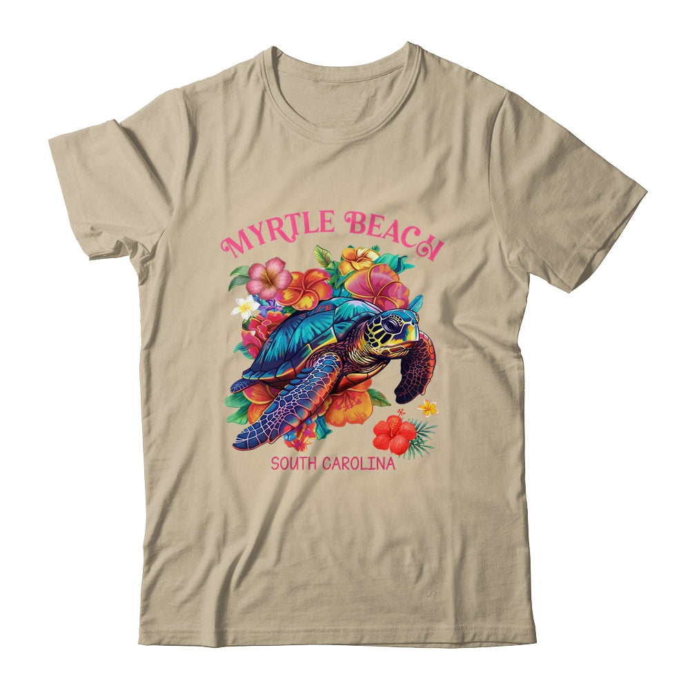 Myrtle Beach South Carolina Floral Beach Turtle Souvenir Shirt & Tank Top | siriusteestore