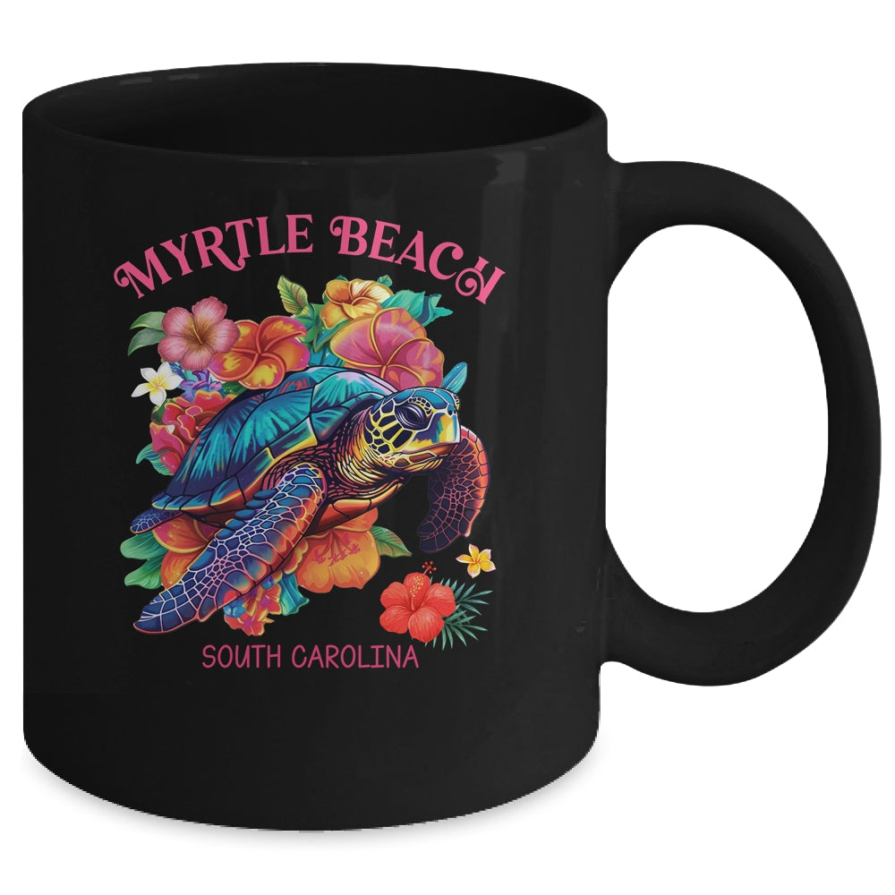 Myrtle Beach South Carolina Floral Beach Turtle Souvenir Mug | siriusteestore