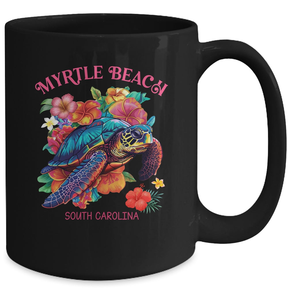 Myrtle Beach South Carolina Floral Beach Turtle Souvenir Mug | siriusteestore