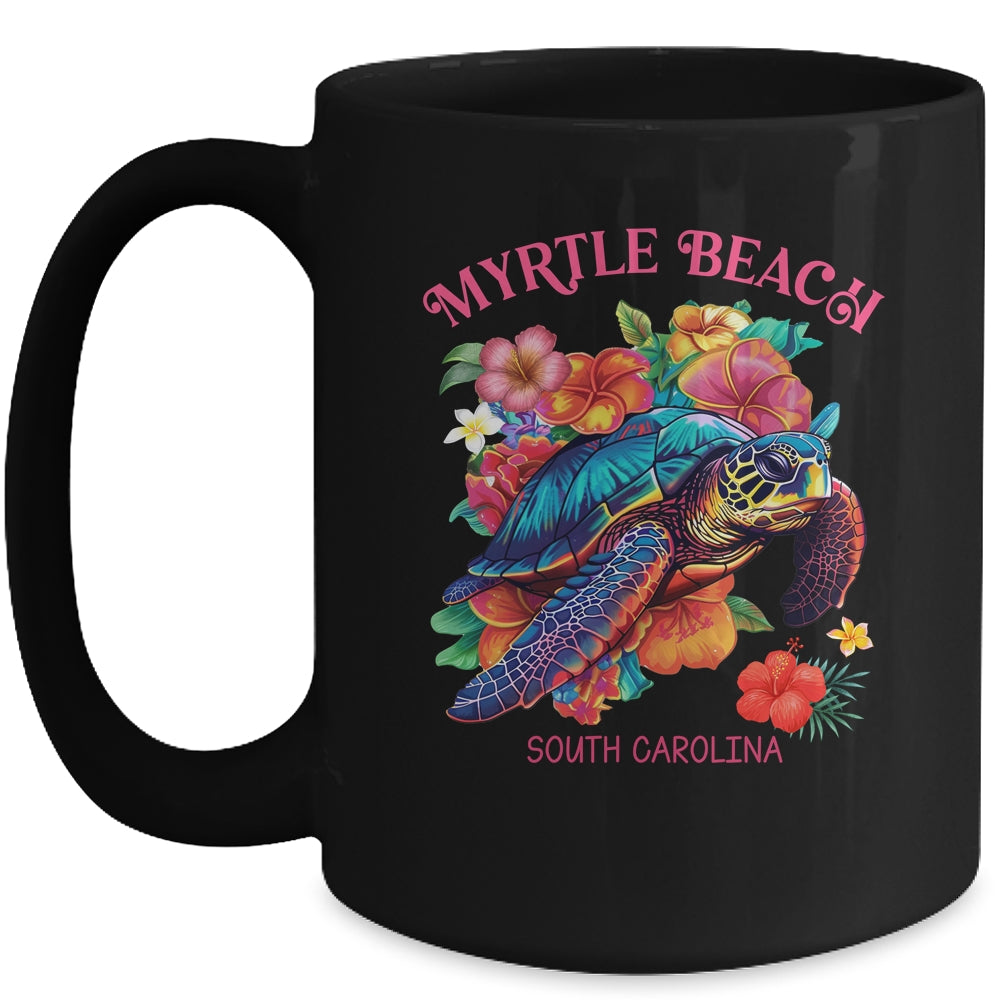 Myrtle Beach South Carolina Floral Beach Turtle Souvenir Mug | siriusteestore