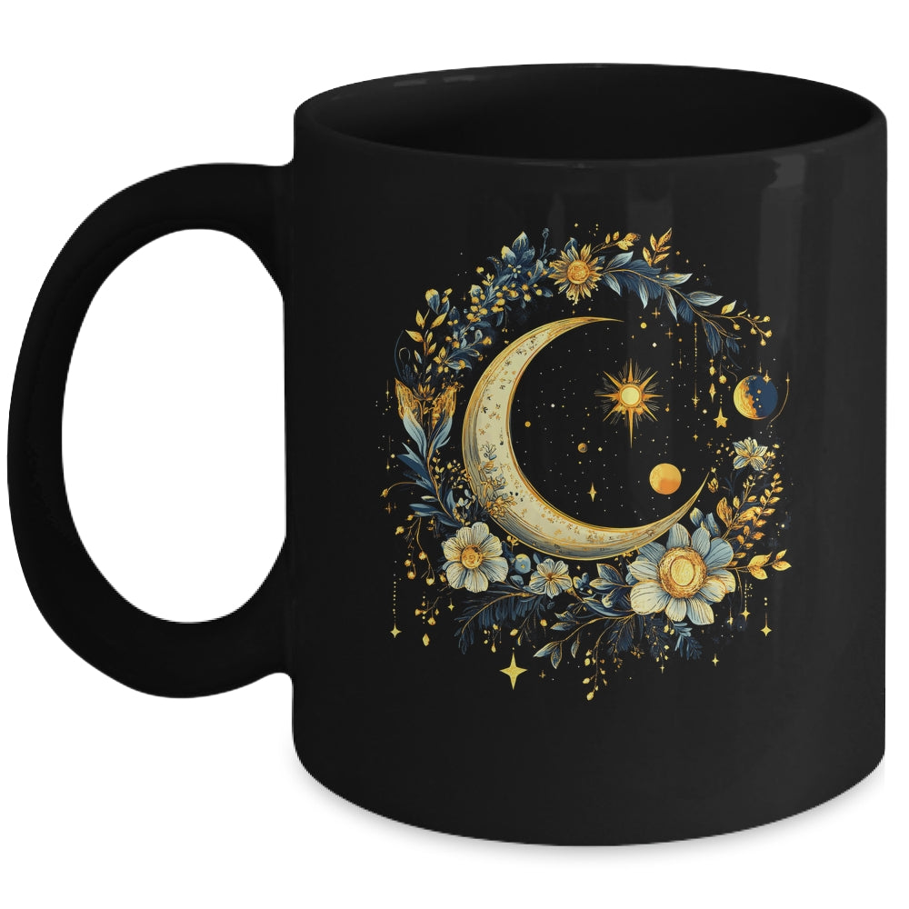 Mystic Sun And Moon Woman Girls Mystical Flowers Aesthetic Mug | siriusteestore