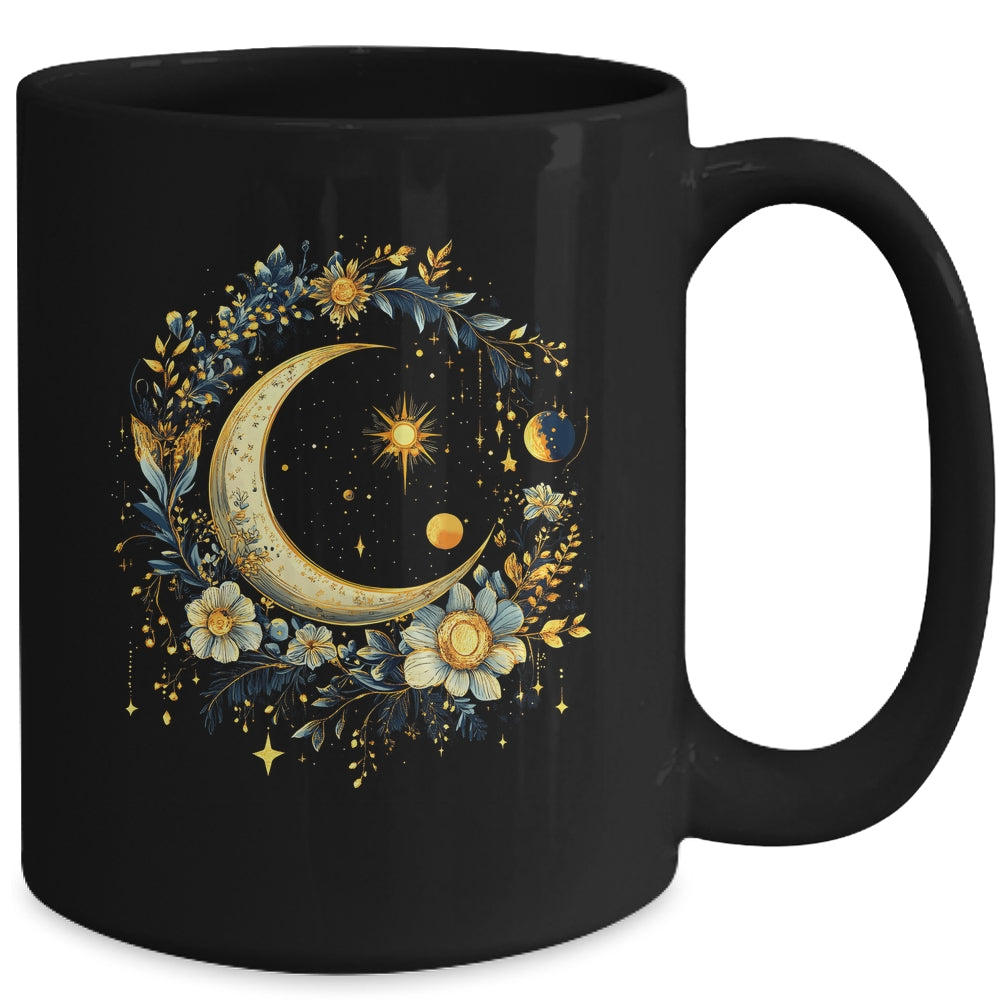 Mystic Sun And Moon Woman Girls Mystical Flowers Aesthetic Mug | siriusteestore