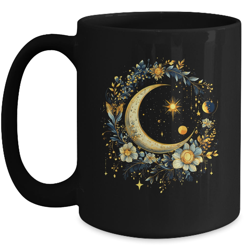 Mystic Sun And Moon Woman Girls Mystical Flowers Aesthetic Mug | siriusteestore