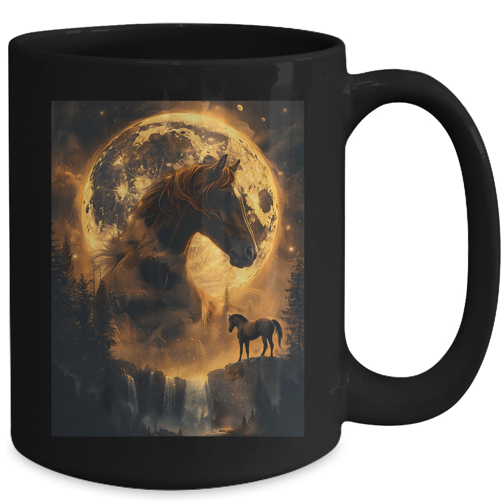 Mystical Retro Majestic Horse Spirit Animal Moon Nature Mug | siriusteestore