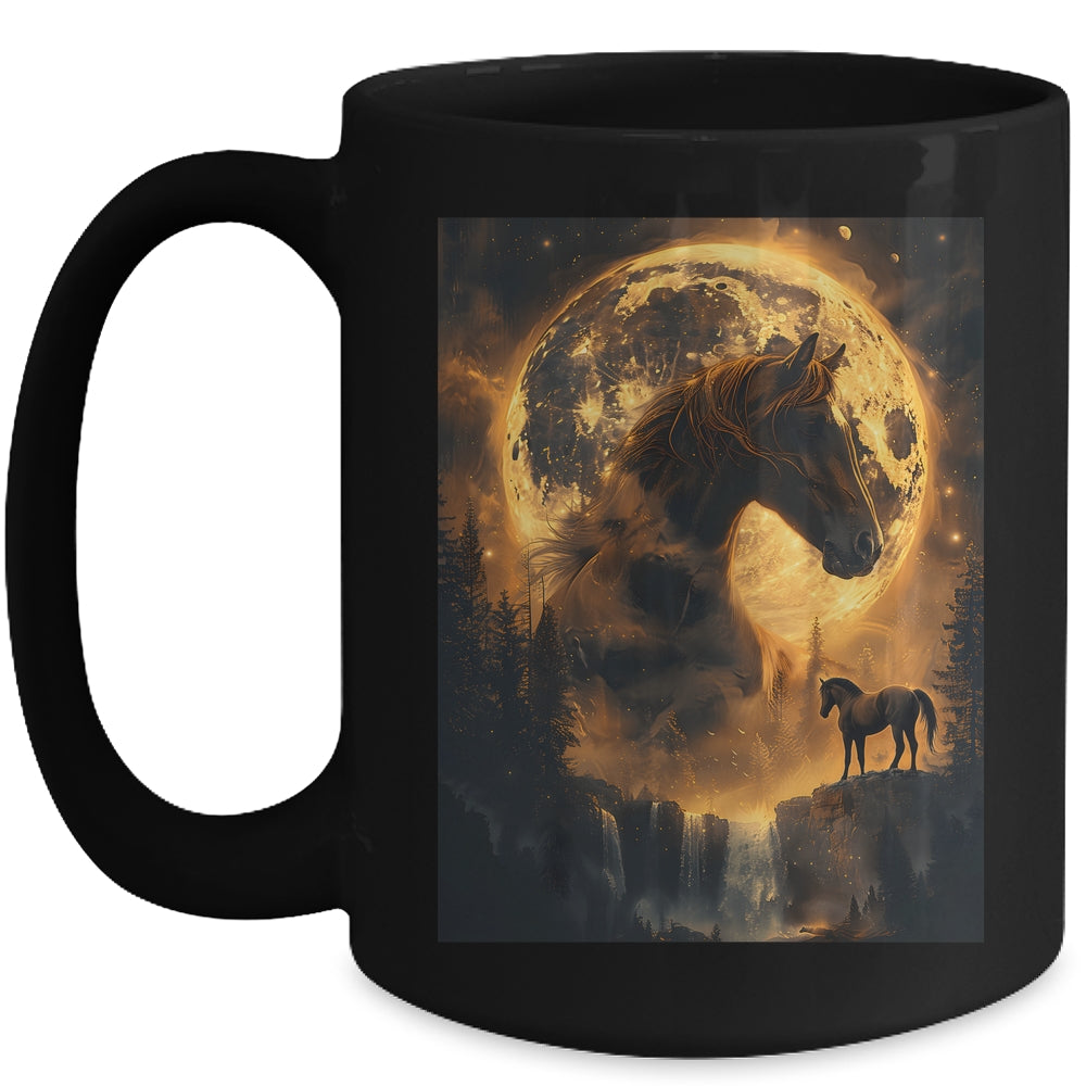 Mystical Retro Majestic Horse Spirit Animal Moon Nature Mug | siriusteestore