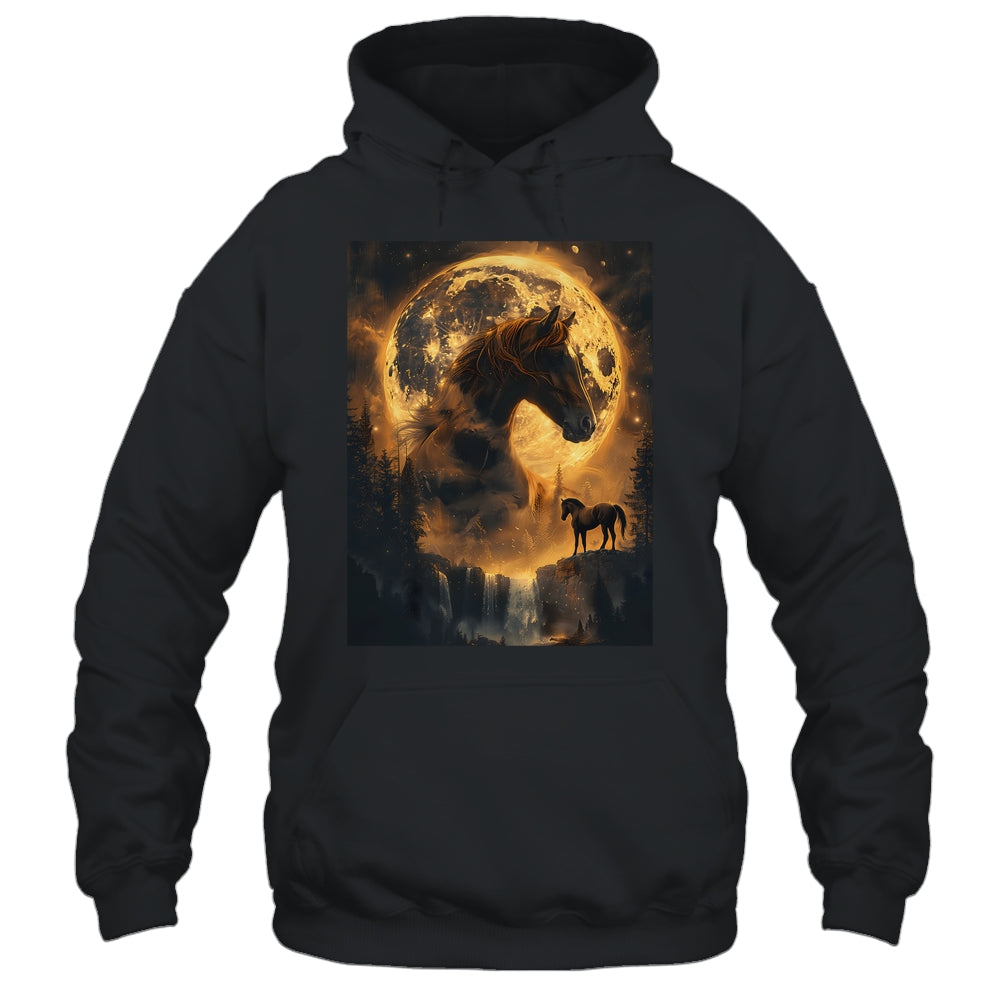 Mystical Retro Majestic Horse Spirit Animal Moon Nature Shirt & Hoodie | siriusteestore