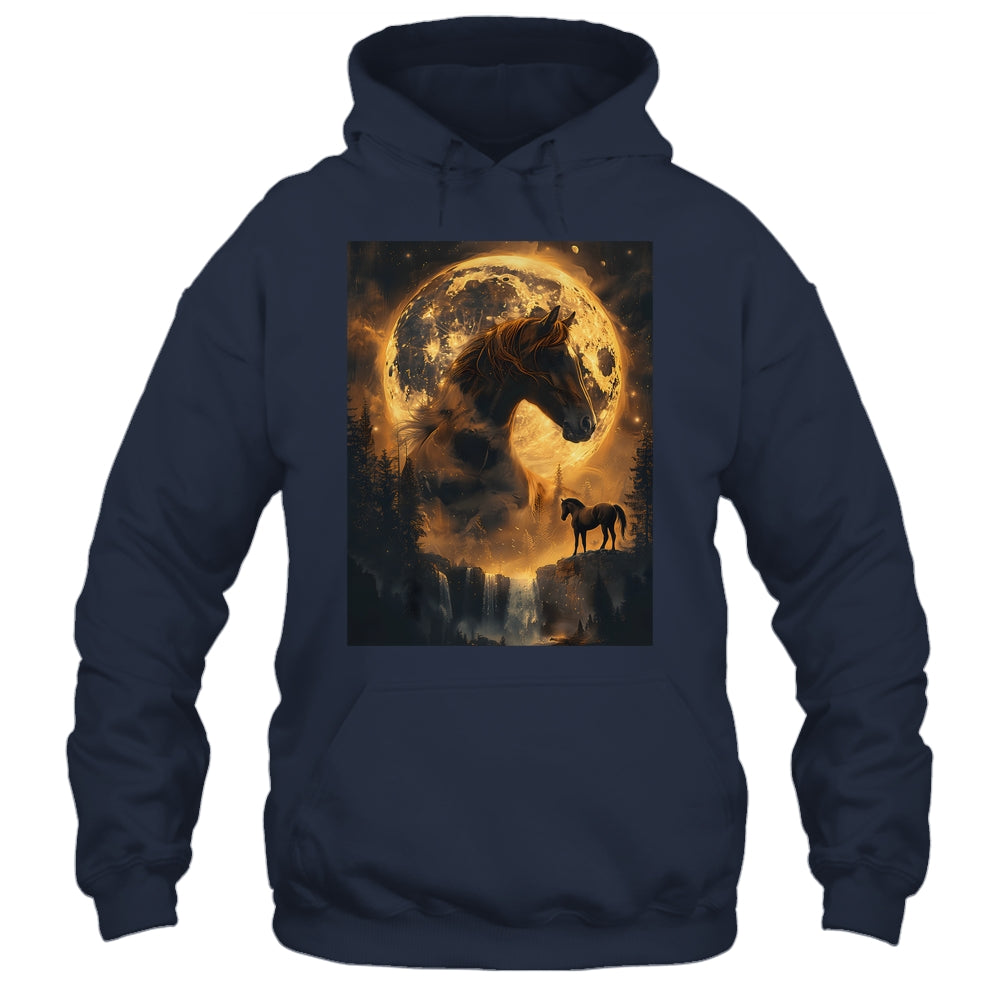 Mystical Retro Majestic Horse Spirit Animal Moon Nature Shirt & Hoodie | siriusteestore