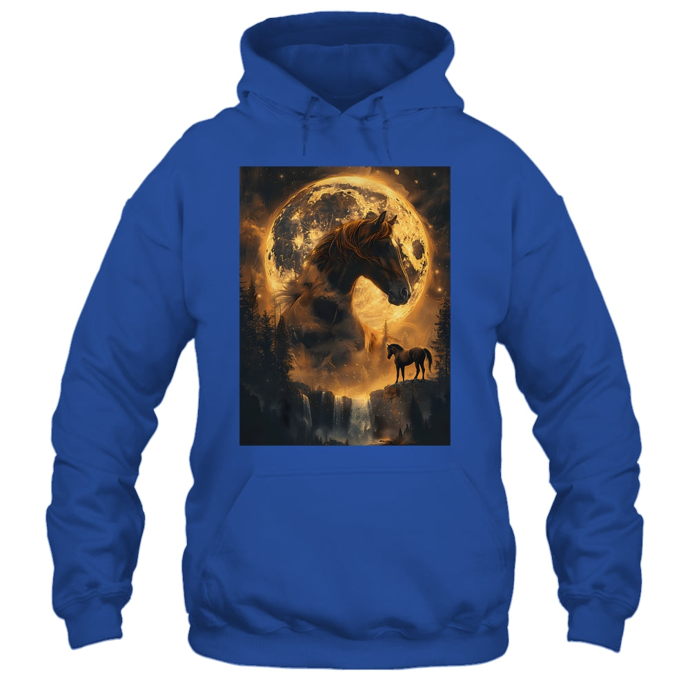 Mystical Retro Majestic Horse Spirit Animal Moon Nature Shirt & Hoodie | siriusteestore