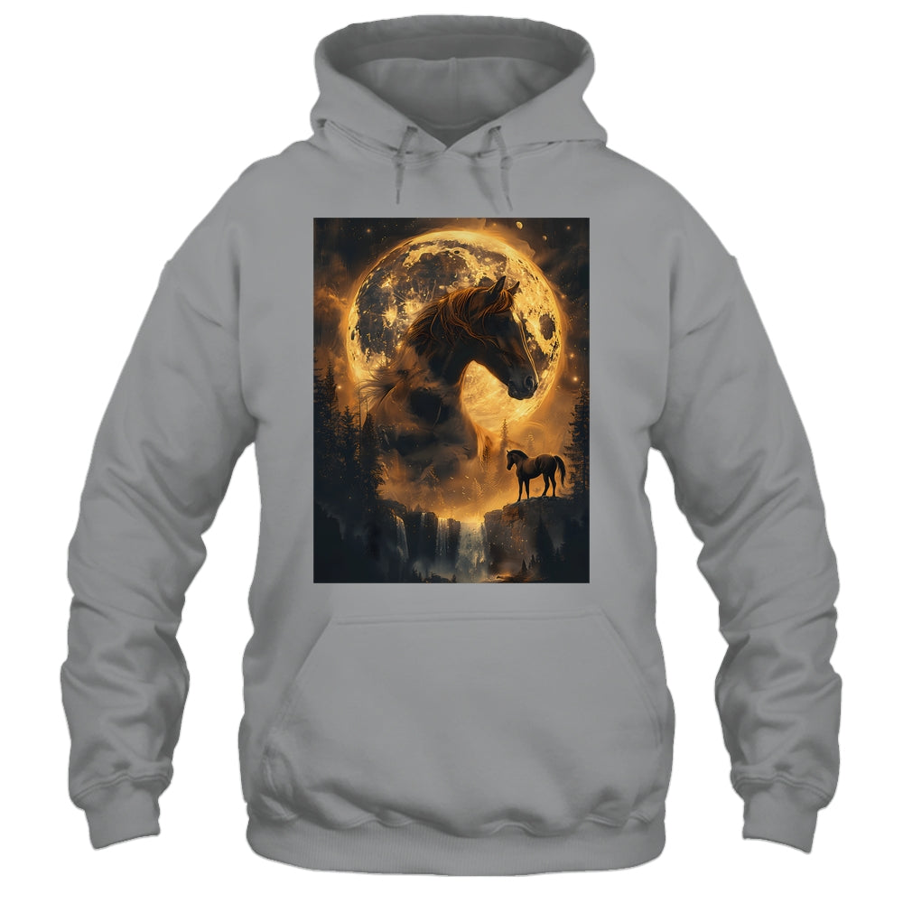 Mystical Retro Majestic Horse Spirit Animal Moon Nature Shirt & Hoodie | siriusteestore