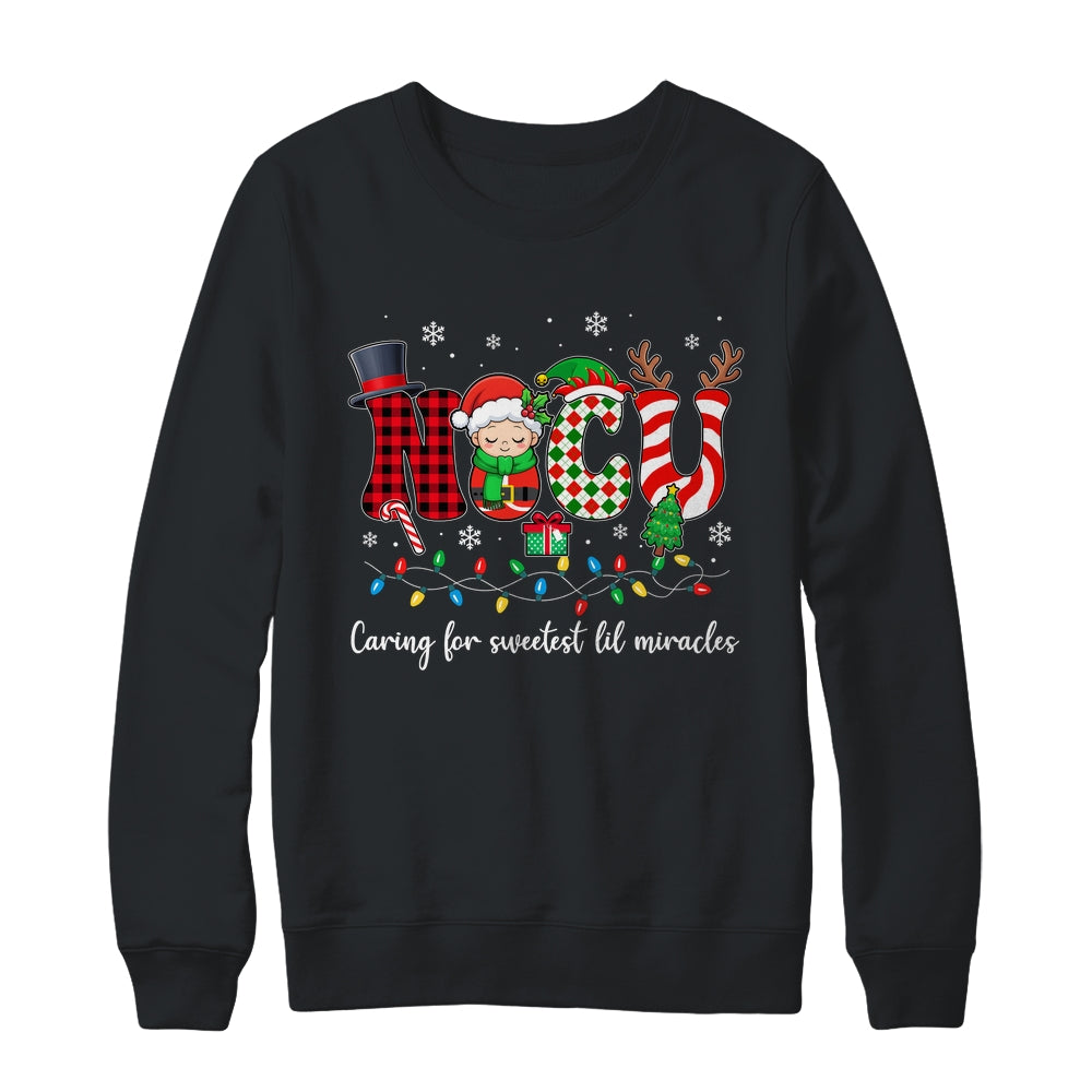 NICU Caring For Sweetest Lil Miracles Christmas Nurse Shirt & Sweatshirt | siriusteestore
