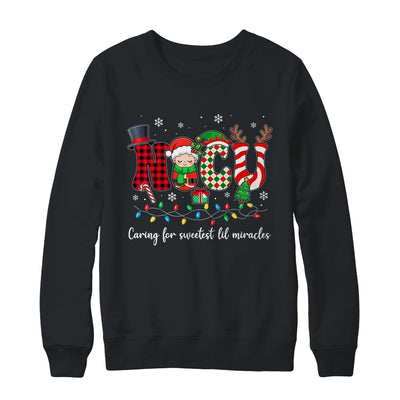NICU Caring For Sweetest Lil Miracles Christmas Nurse Shirt & Sweatshirt | siriusteestore