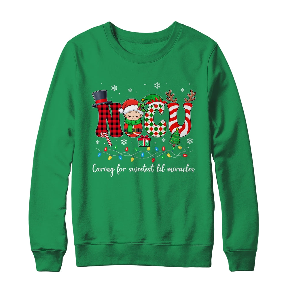 NICU Caring For Sweetest Lil Miracles Christmas Nurse Shirt & Sweatshirt | siriusteestore