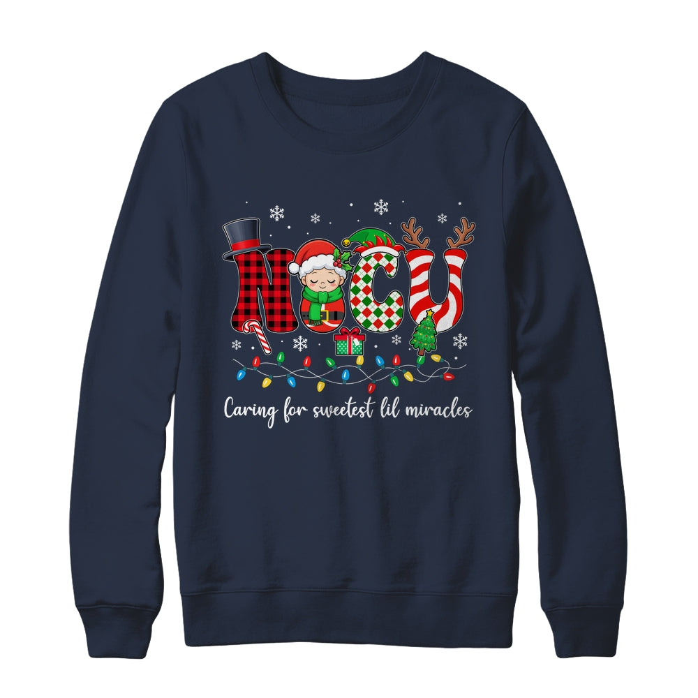 NICU Caring For Sweetest Lil Miracles Christmas Nurse Shirt & Sweatshirt | siriusteestore