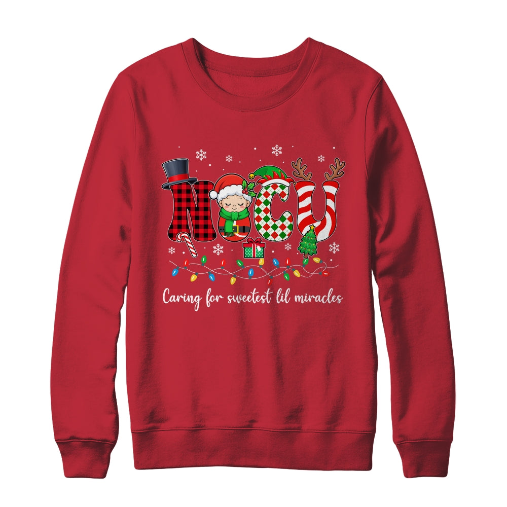 NICU Caring For Sweetest Lil Miracles Christmas Nurse Shirt & Sweatshirt | siriusteestore