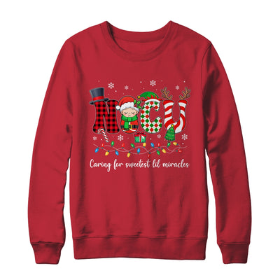 NICU Caring For Sweetest Lil Miracles Christmas Nurse Shirt & Sweatshirt | siriusteestore