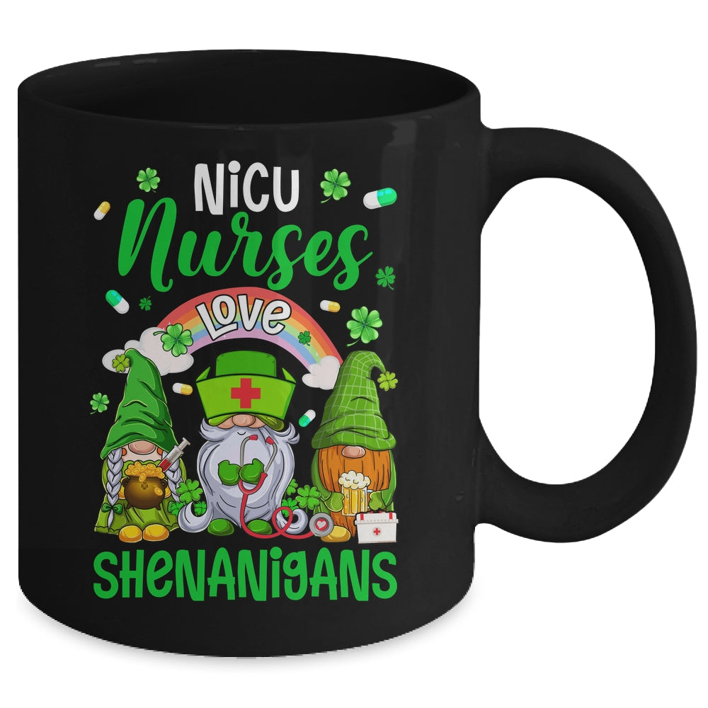 NICU Nurse LOVE Shenanigans St Patricks Day Gnomes Shamrock Mug | siriusteestore
