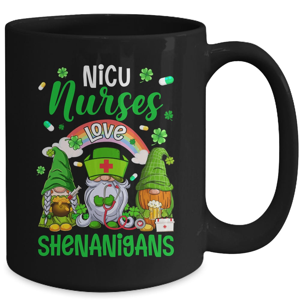 NICU Nurse LOVE Shenanigans St Patricks Day Gnomes Shamrock Mug | siriusteestore