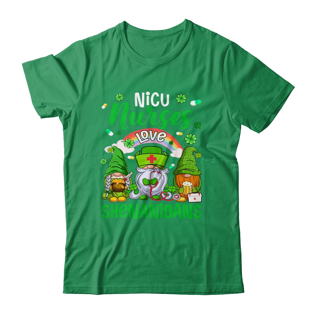 NICU Nurse LOVE Shenanigans St Patricks Day Gnomes Shamrock Shirt & Hoodie | siriusteestore