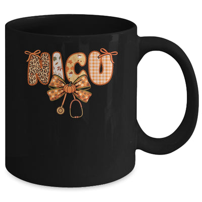 NICU Nurse Stethoscope Coquette Bow Autumn Fall Nursing RN Mug | siriusteestore