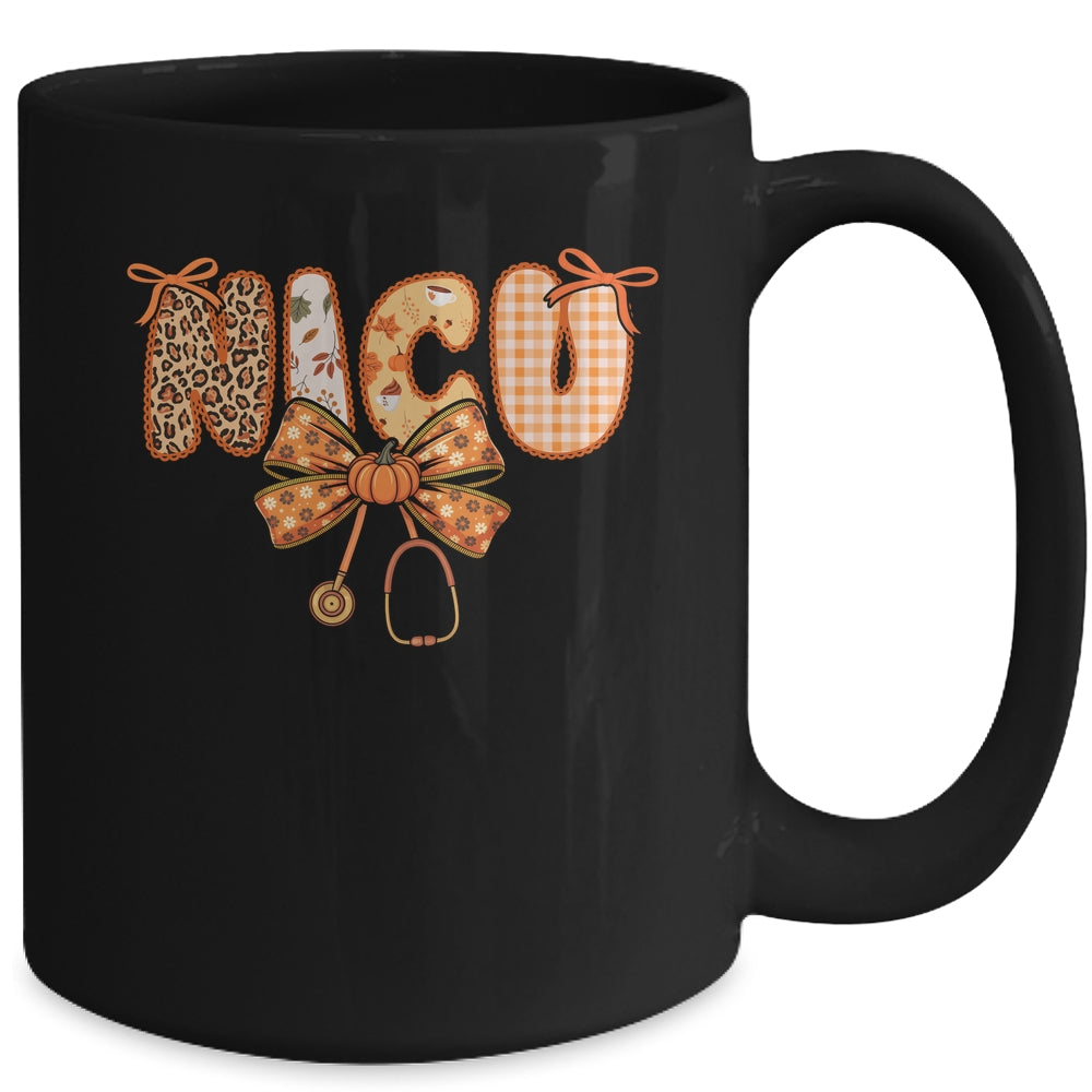 NICU Nurse Stethoscope Coquette Bow Autumn Fall Nursing RN Mug | siriusteestore