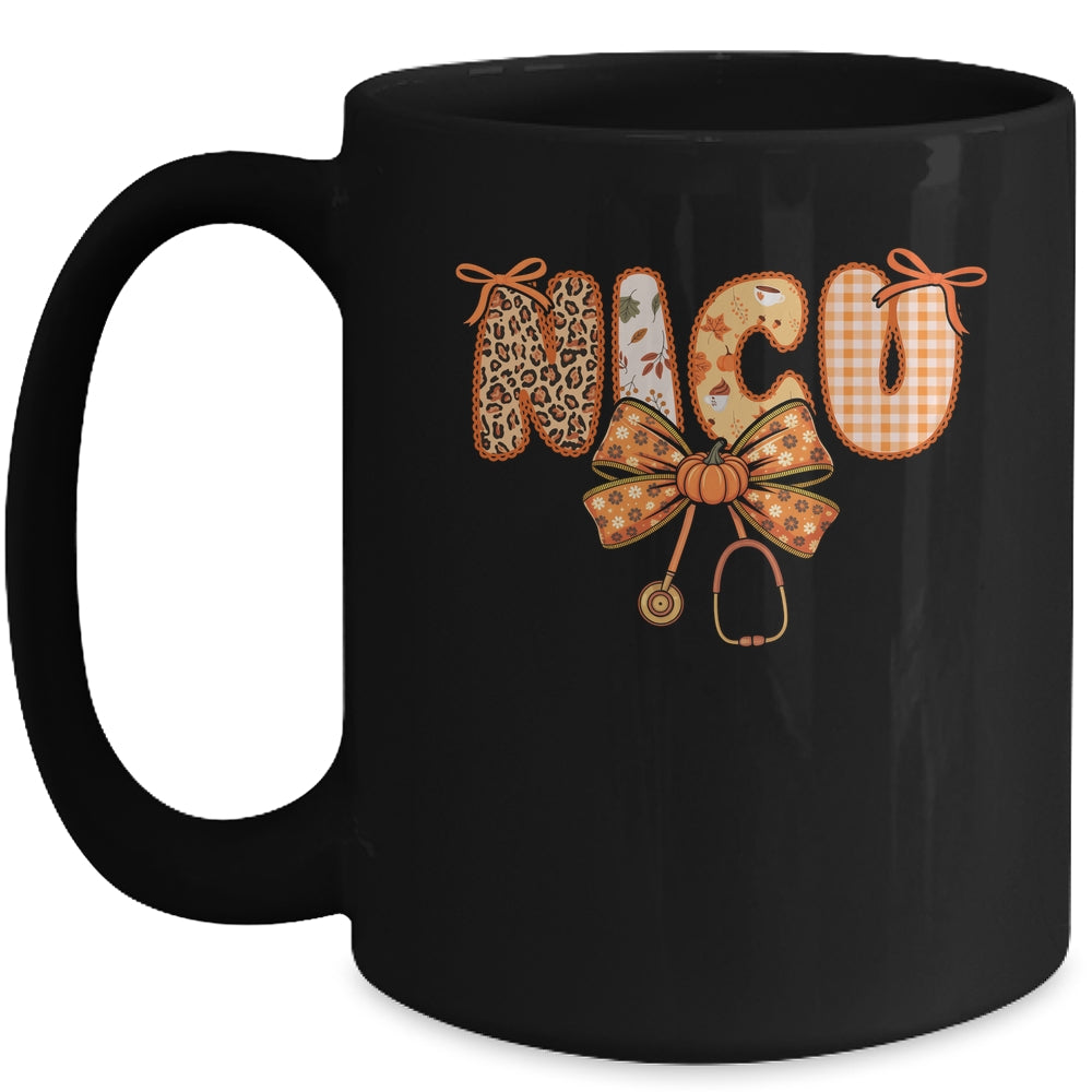 NICU Nurse Stethoscope Coquette Bow Autumn Fall Nursing RN Mug | siriusteestore
