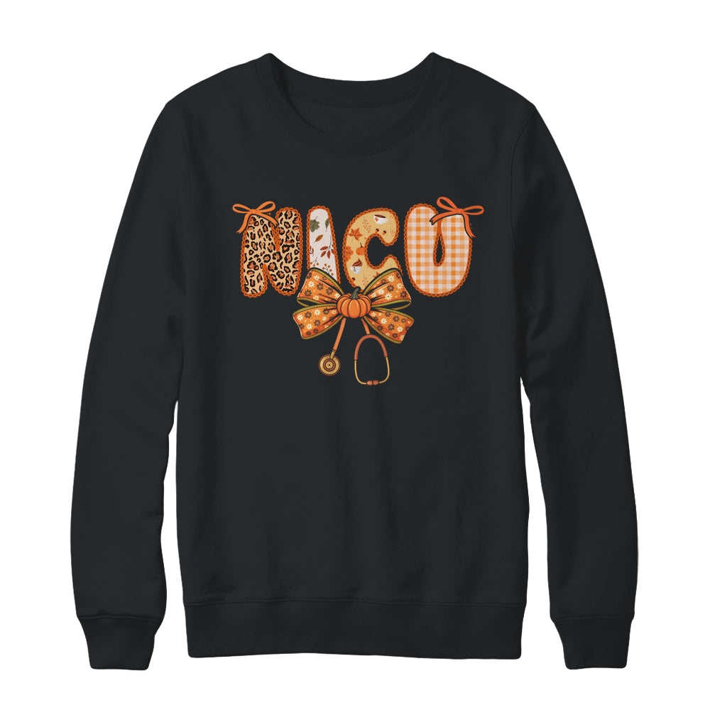 NICU Nurse Stethoscope Coquette Bow Autumn Fall Nursing RN Shirt & Sweatshirt | siriusteestore