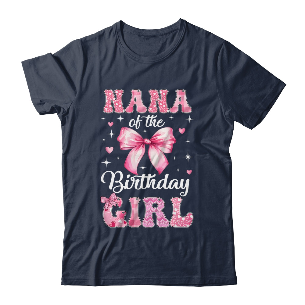 Nana Of Birthday Girl Coquette Bow Matching Family Shirt & Hoodie | siriusteestore