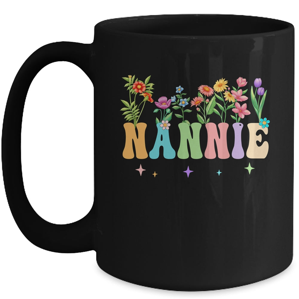 Nannie Women Wildflower Floral Design Nannie Mothers Day Mug | siriusteestore