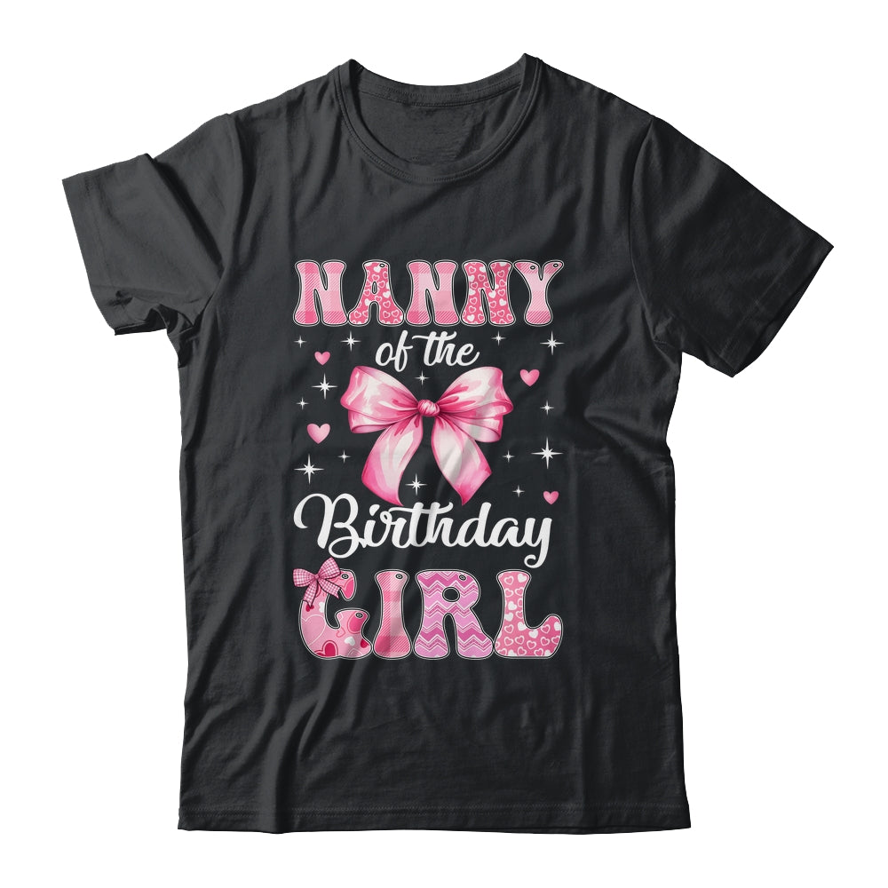 Nanny Of Birthday Girl Coquette Bow Matching Family Shirt & Hoodie | siriusteestore