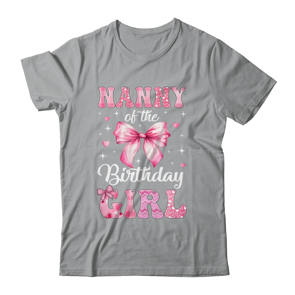 Nanny Of Birthday Girl Coquette Bow Matching Family Shirt & Hoodie | siriusteestore