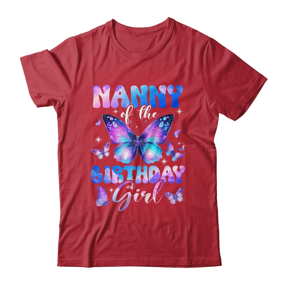 Nanny Of The Birthday Girl Butterfly Family Matching Shirt & Hoodie | siriusteestore