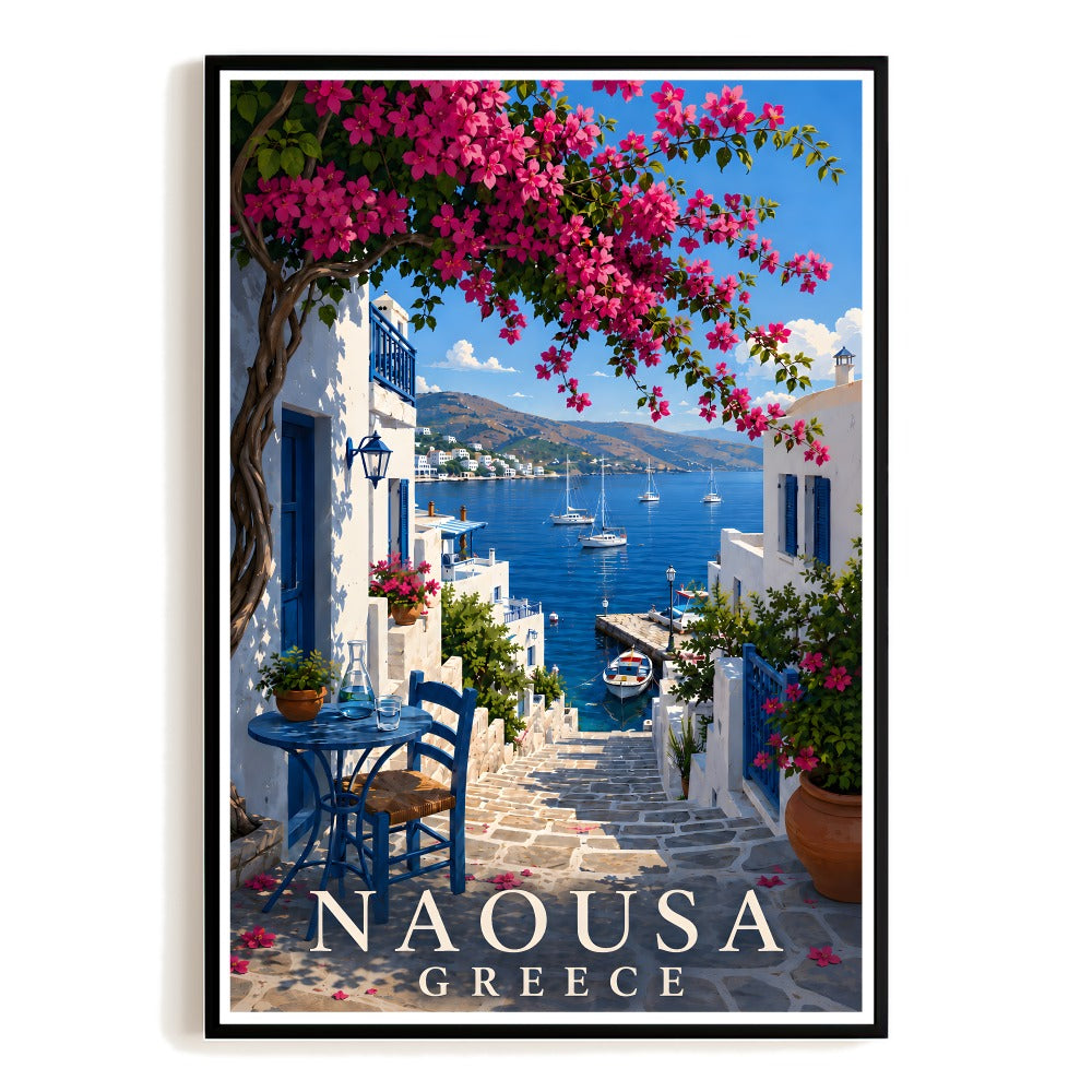 Naousa Greece Vintage Travel Poster Aegean Sea Coastal Landscape Wall Art Decor Souvenir Print Painting For Home Living Room Bedroom Office Bathroom Decor Unframed | siriusteestore