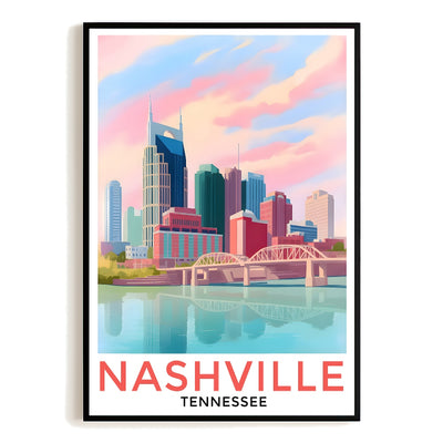 Nashville Travel Print Poster City Tennessee Souvenir Wall Art Landscape Painting Picture Suitable For Home Room Living Room Bedroom Aesthetic Decor Unframed | siriusteestore