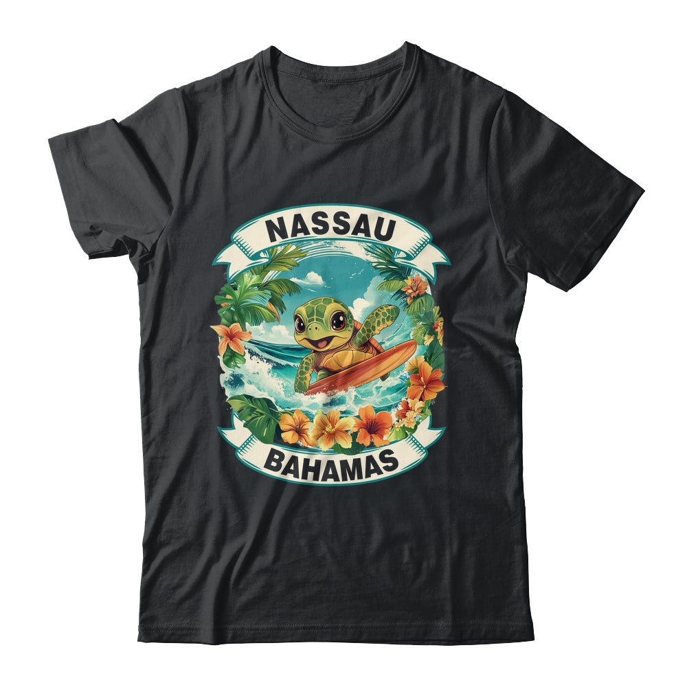 Nassau Bahamas Cute Sea Turtle Surfing Summer Vacation Shirt & Tank Top | siriusteestore